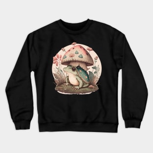 Cottagecore aesthetic frog on Mushroom Crewneck Sweatshirt